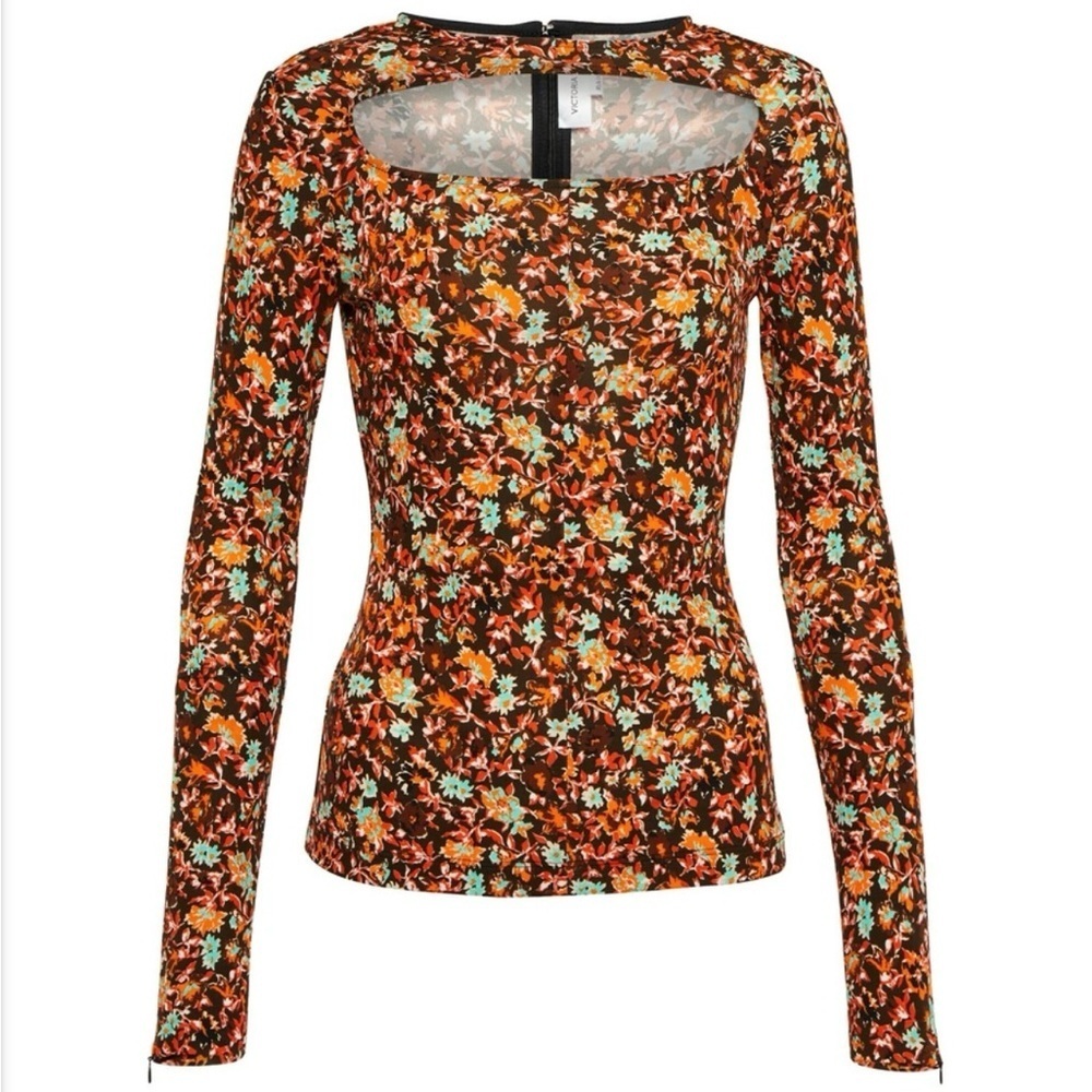 GUC Victoria Beckham- Floral Cutout Top in Multi Color. Size 0